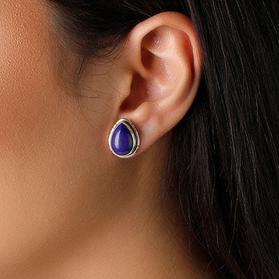 Brinco de Prata com Lápis Lázuli