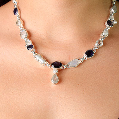 Conjunto de Prata com Pedras