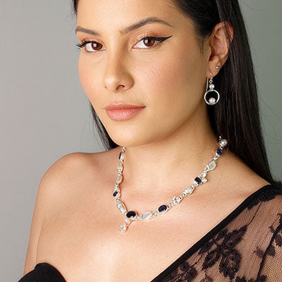 Conjunto de Prata com Pedras