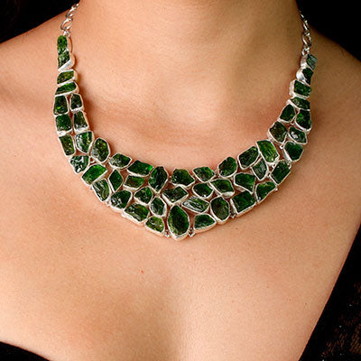 Conjunto de Prata com Turmalina Verde