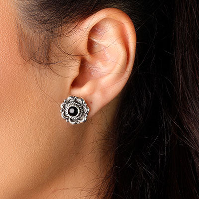 Brinco de Prata com Ônix