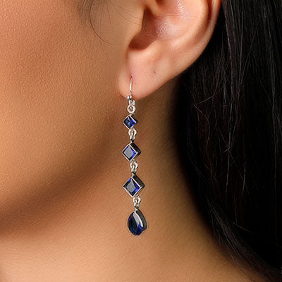 Brinco de Prata com Safira