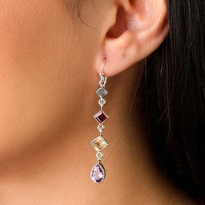 Brinco de Prata com Pedras