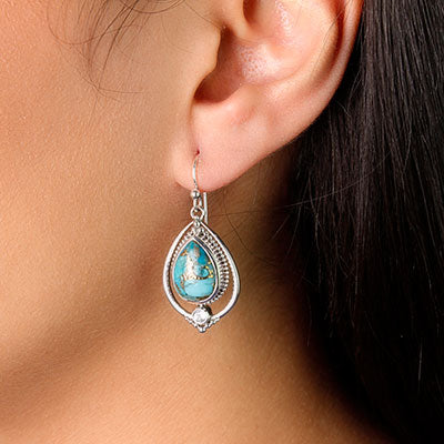 Brinco de Prata com Turquesa