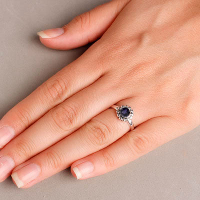 Anel de Prata com Safira