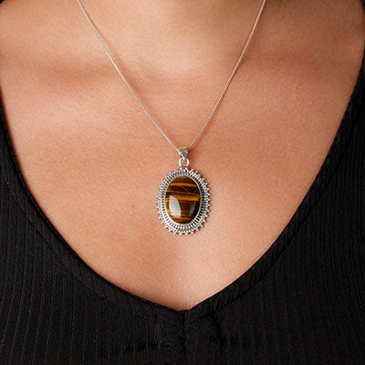 Pingente de Prata com Olho de Tigre