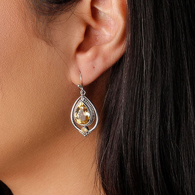 Brinco de Prata com Citrino