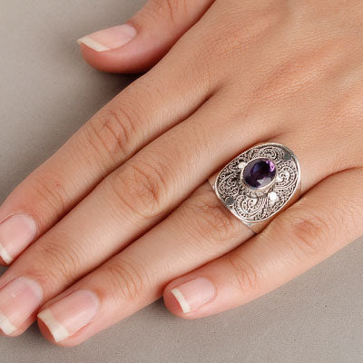 Anel de Prata com Ametista