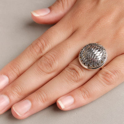 Anel de Prata com Marcassitas - 56023