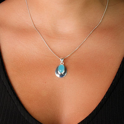 Pingente de Prata com Calcedônia