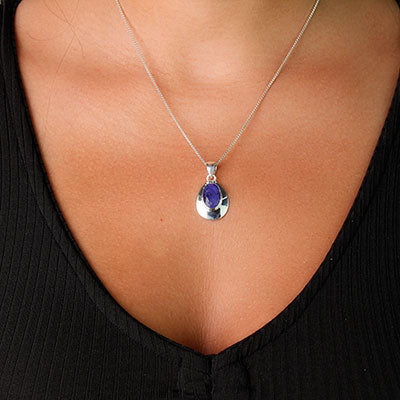 Pingente de Prata com Safira