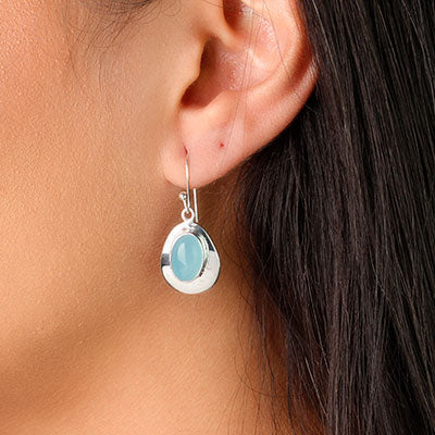 Brinco de Prata com Calcedônia