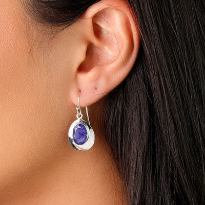 Brinco de Prata com Safira