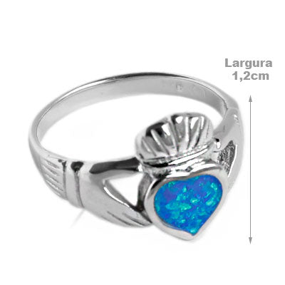 Anel de Prata Claddagh com Opala