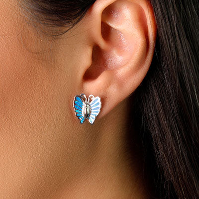 Brinco de Prata Borboleta com Opala