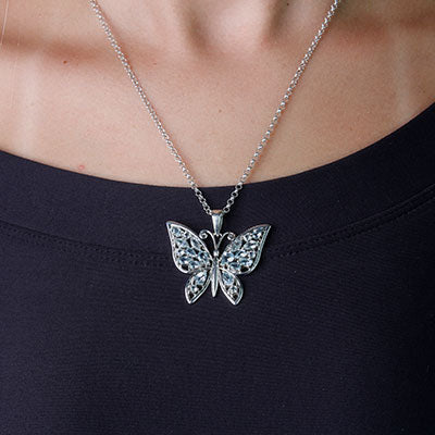 Pingente de Prata Borboleta com Topázio