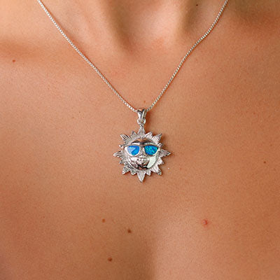Pingente de Prata Sol com Opala