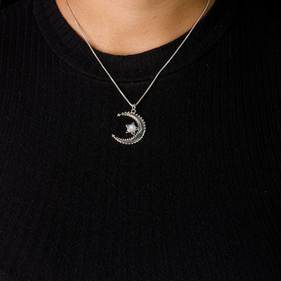 Pingente de Prata Lua e Estrela