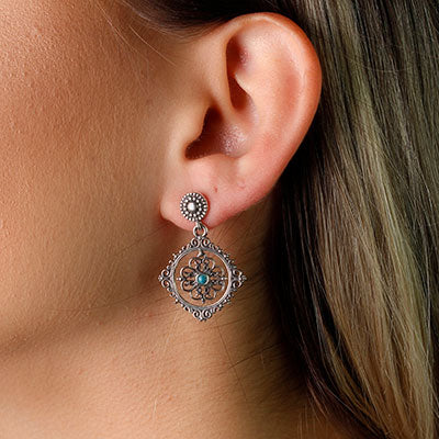 Brinco de Prata com Turquesa