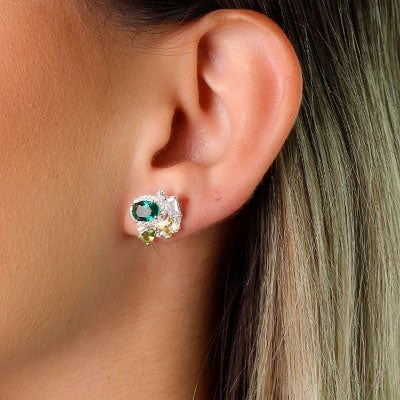 Brinco de Prata com Pedras