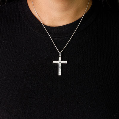 Pingente de Prata Cruz com Zircônias