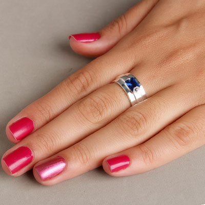 Anel de Prata Formatura com Zircônia