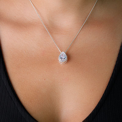 Pingente de Prata com Zircônia