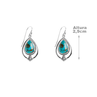 Brinco de Prata com Turquesa