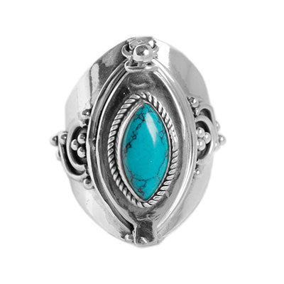 Anel de Prata Relicário com Turquesa