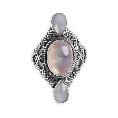 Anel de Prata com Pedra da Lua