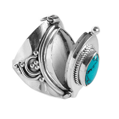 Anel de Prata Relicário com Turquesa