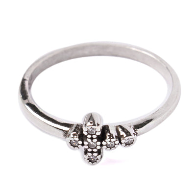 Anel de Prata Cruz com Zircônia