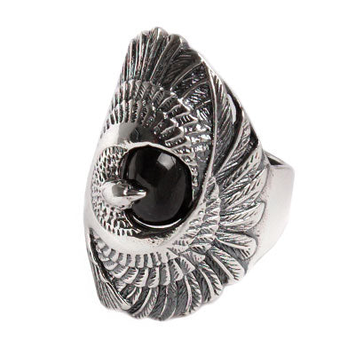 Anel de Prata Águia com Ágata