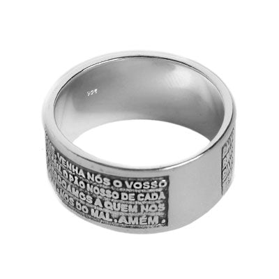 Anel de Prata com Oração do Pai Nosso