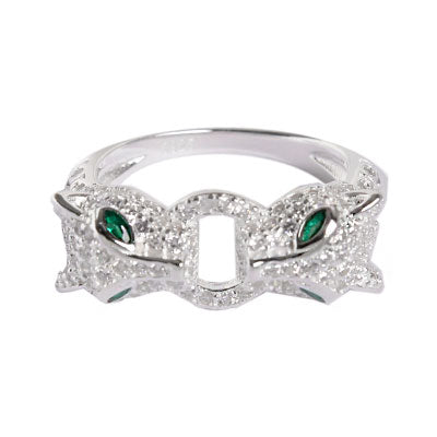 Anel de Prata Pantera com Zircônias