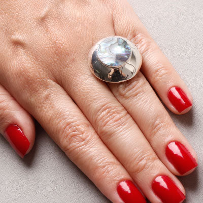 Anel de Prata com Abalone