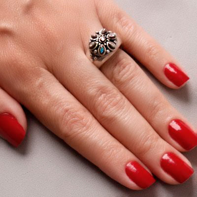 Anel de Prata Flor com Abalone