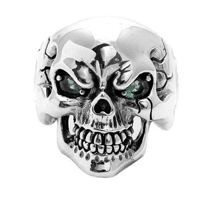 Anel de Prata Caveira com Zircônia