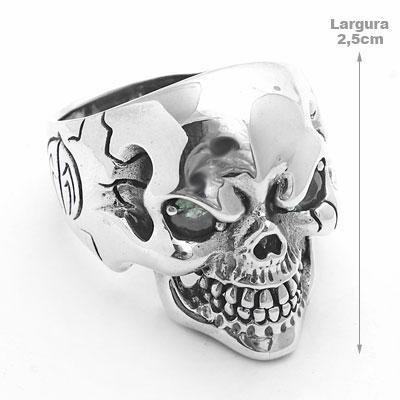 Anel de Prata Caveira com Zircônia