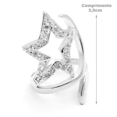 Anel de Prata Estrela com Zircônia