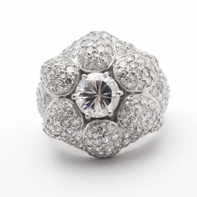 Anel de Prata Flor com Zircônias