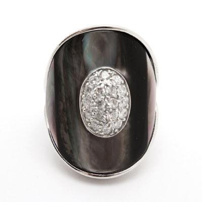 Anel de Prata com Madrepérola e Zircônias