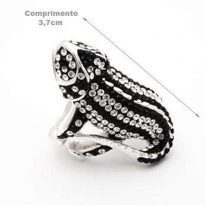 Anel de Prata Camaleão com Strass
