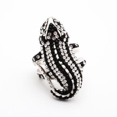 Anel de Prata Camaleão com Strass