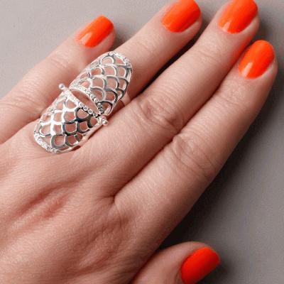 Anel de Prata Articulado com Zircônias