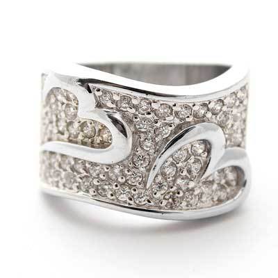 Anel de Prata Coração com Zircônias