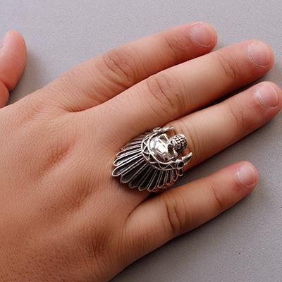 Anel de Prata Índio Caveira