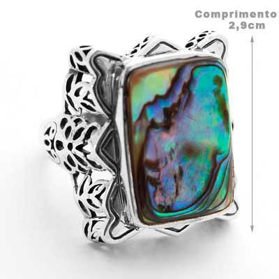 Anel de Prata com Abalone