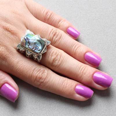 Anel de Prata com Abalone