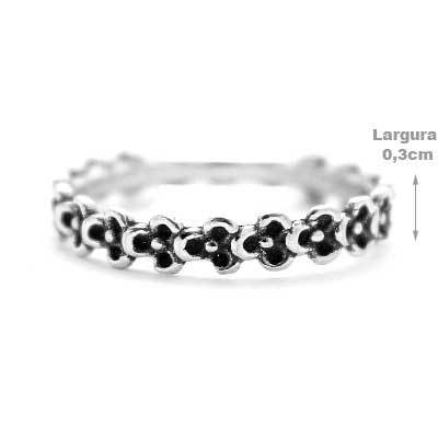 Anel de Prata Flores